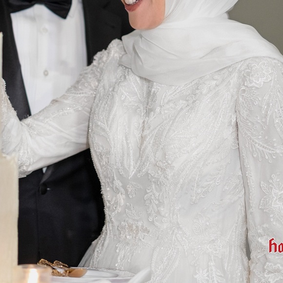 Lace & Tulle A-Line Modest Wedding Dress - Picture 7 of 9